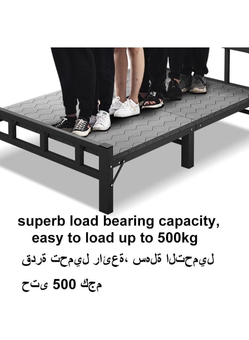 زويهاو سرير قابل للطي المحمول في الهواء الطلق غرفة النوم وأجزاء المكتب لا سرير مرتفع 188 * 90 * 45 سم فراش سرير أسود قابل للطي - Image 4